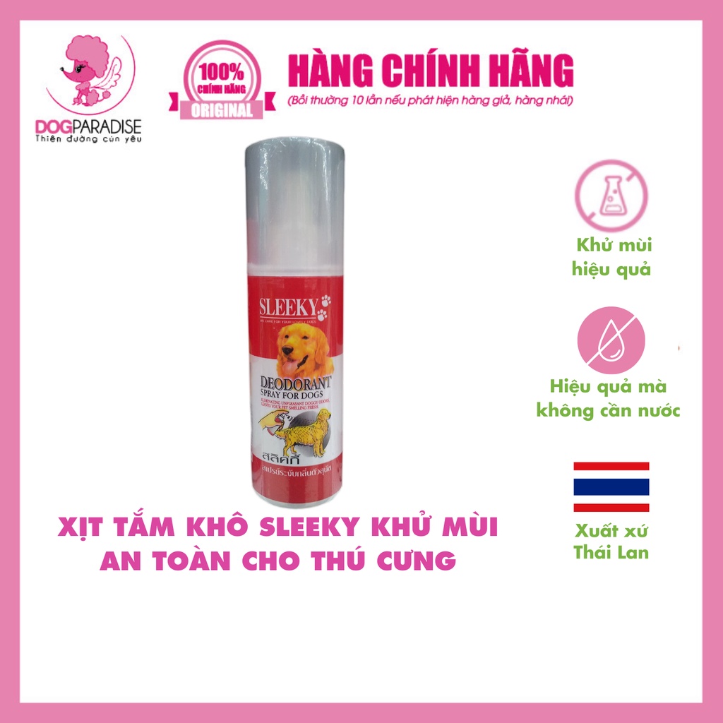 Xịt tắm khô Sleeky khử mùi an toàn cho thú cưng - Dog Paradise