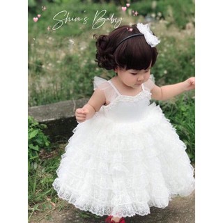 đầm công chúa ren trắng