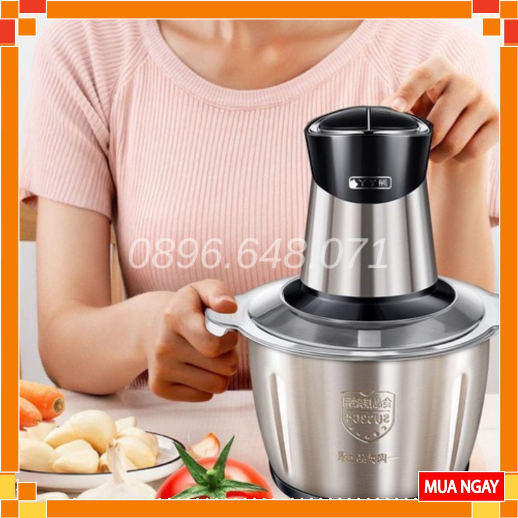 Máy Xay Thịt Cối Inox 4 Lưỡi Đa Năng, Công Suất 250W- Xay Thịt, Xay Tỏi Ới, Xay Rau Củ Quả