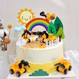 Set 11 Đồ trang trí Xe Xúc Đất Đồ Chơi Cho Bé