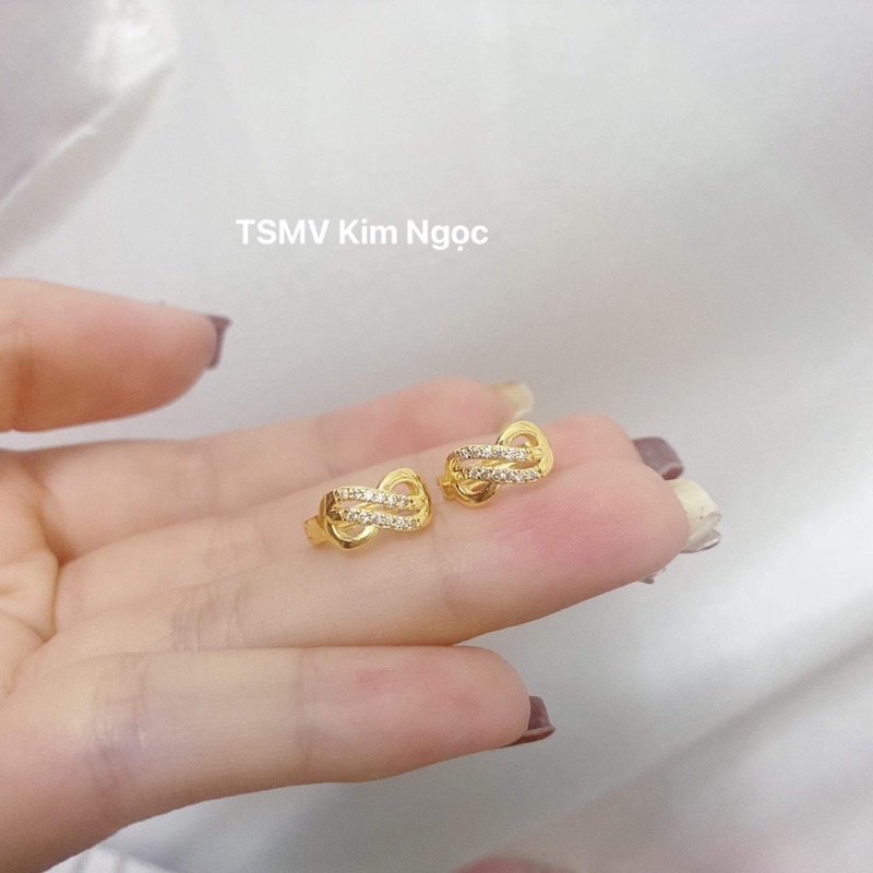 Bông tai vô cực mạ vàng khuyên tròn sang xịn TSMV Kim Ngọc