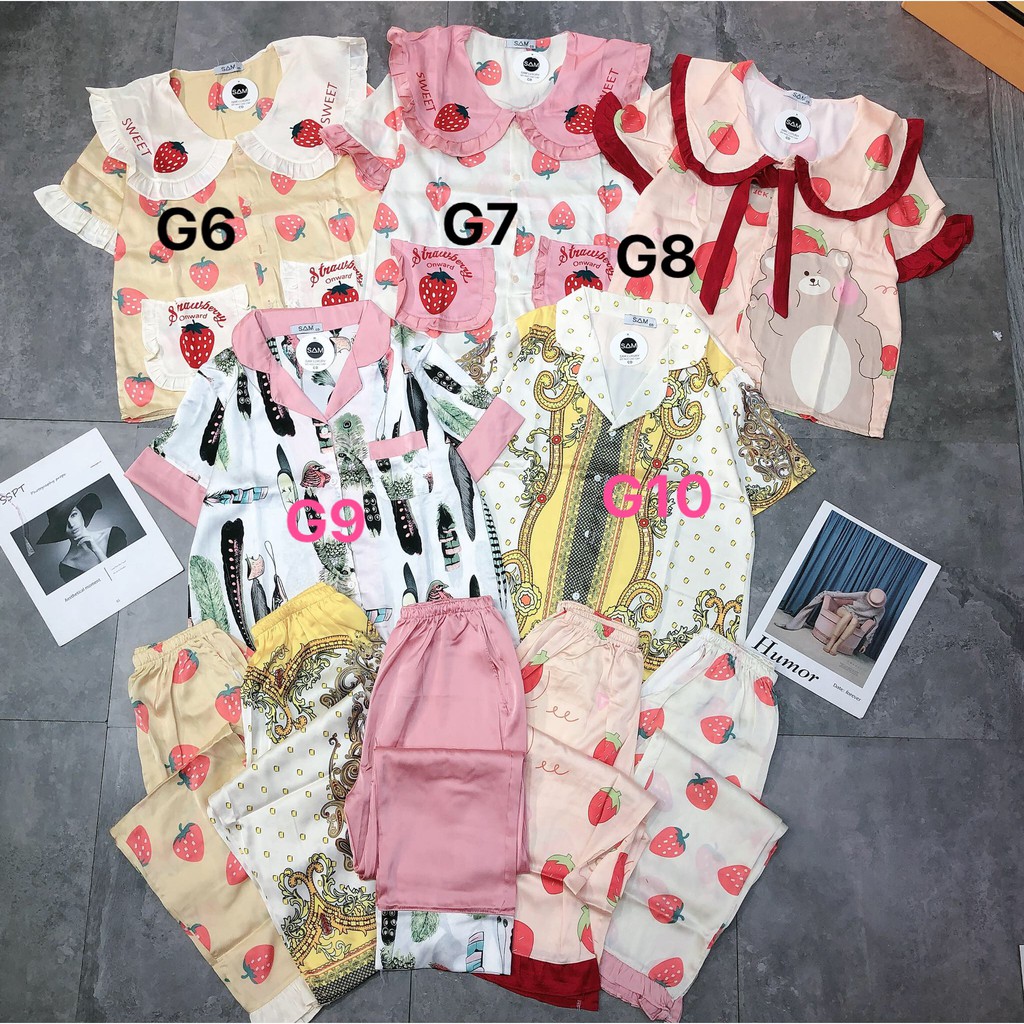 BỘ ngủ lụa áo cộc tay ,quần dài xinh xắn(kèm ảnh thật,video) | BigBuy360 - bigbuy360.vn
