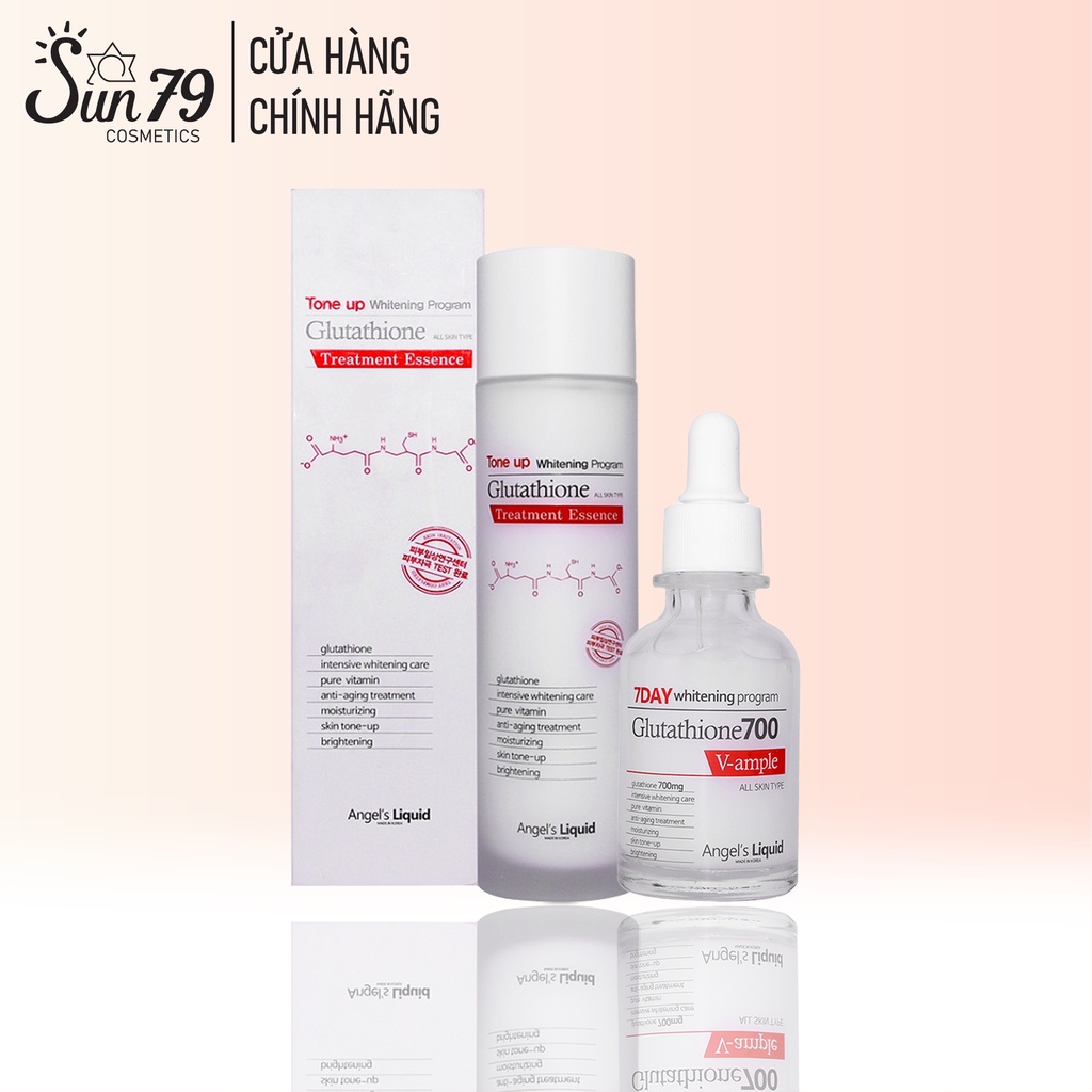 Combo Dưỡng Sáng Da, Mờ Thâm  Angel's Liquid 7DAY Whitening Program Glutathione 700V ( Toner 150ml + Serum 30ml)