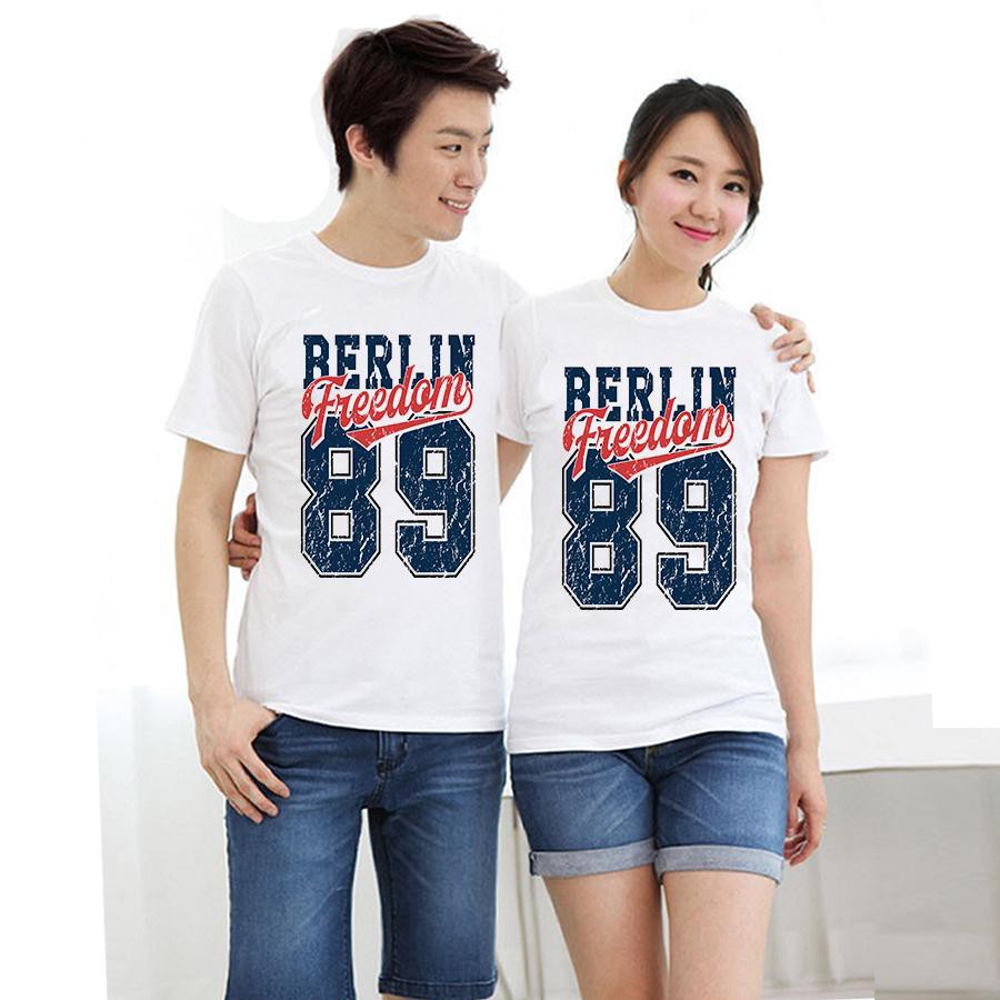 Áo thun cặp đôi in hình BERL 89 form rộng phong cách hàn quốc