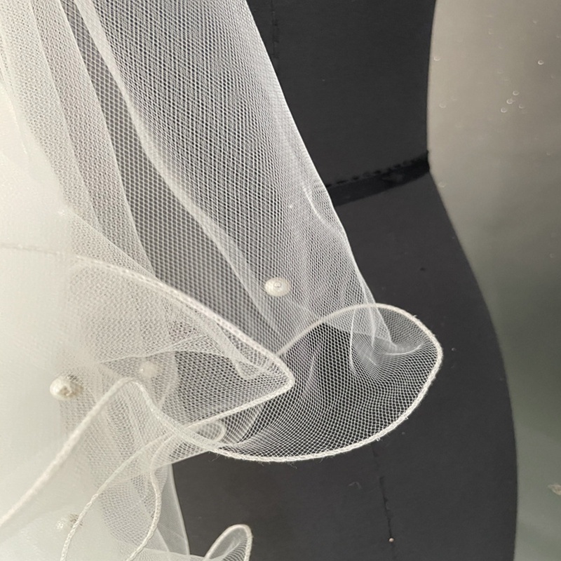 Mạng Che Mặt 2 Tầng Bằng Vải Tuyn Đơn Giản Cho Cô Dâu