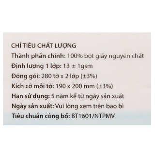 Khăn giấy lụa Vina tissue 280 tờ