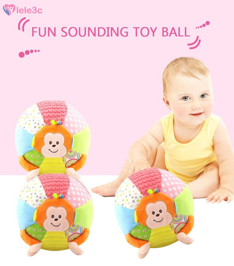 LE Baby Toys For Children Animal Ball Soft Plush Mobile Toy With Sound Baby Rattle Infant Body Building Ball Toy For Baby lele