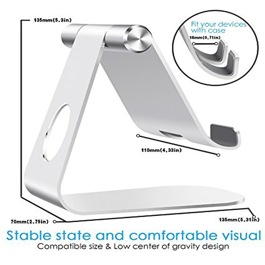 Giá đỡ máy tính bảng hợp kim nhôm nguyên khối Table Flexible cho iPad, Samsung (Màu ngẫu nhiên)