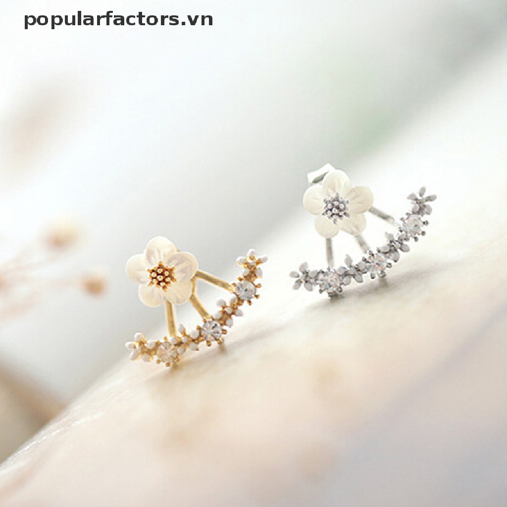 Bông Tai Hình Hoa Cúc Đính Pha Lê Dễ Thương Dành Cho Nữ