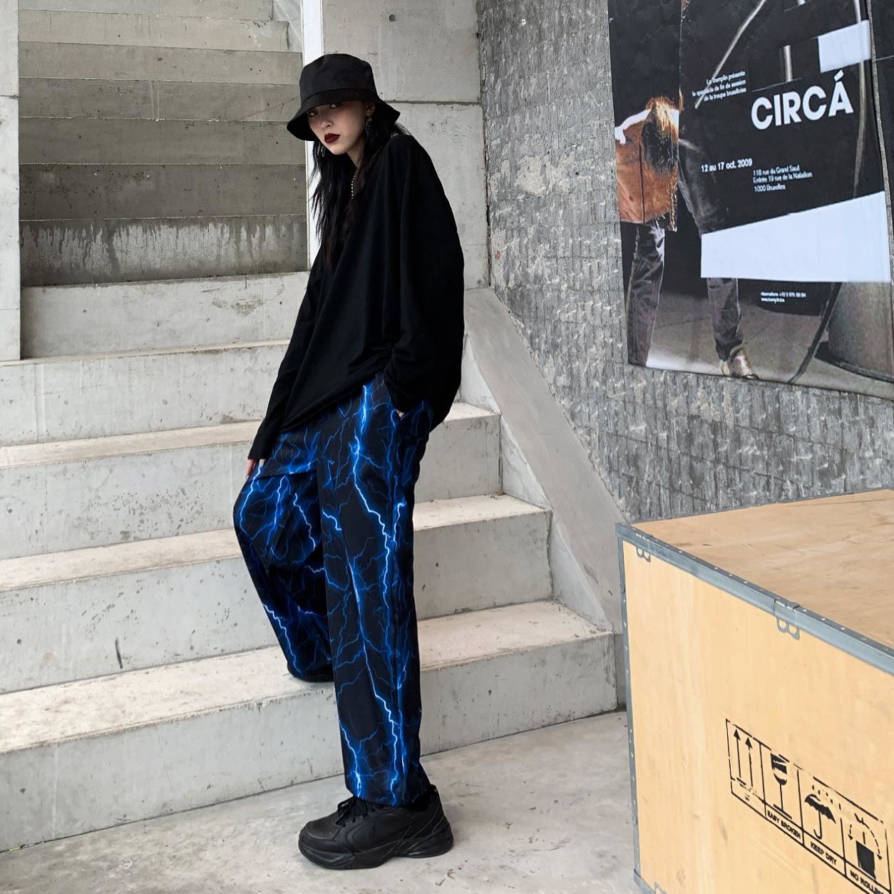 Quần Dài Nữ Ống Rộng In Hình Tia Chớp Phong Cách Hàn Quốc | BigBuy360 - bigbuy360.vn