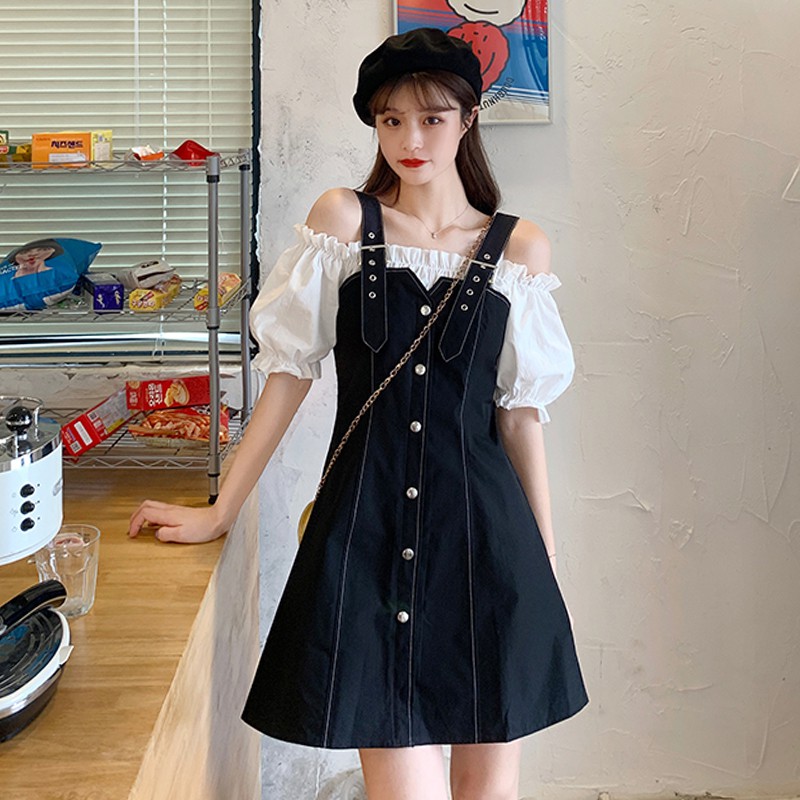 Siêu cao🔥 Đầm Hai Dây Tay Phồng Thời Trang Pháp 2020 Cho Nữ