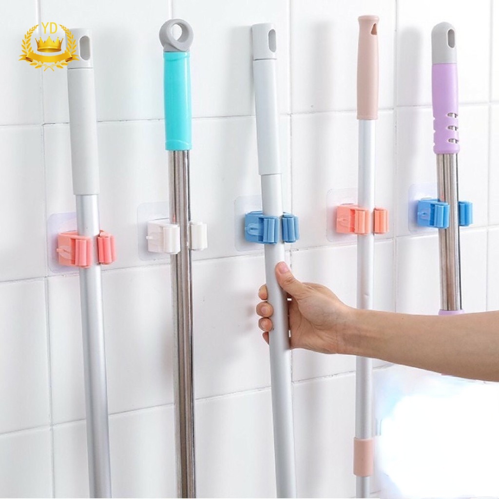[Single 1 Cái] Giá Đỡ Chổi Kẹp Tường Móc Treo HB