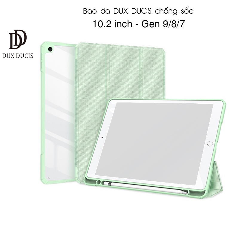 Bao da DUX DUCIS iPad 10.2 inch (iPad Gen 9/8/7) (TOBY SERIES) - Mặt lưng trong, Có Khay Đựng Bút -Xanh lá