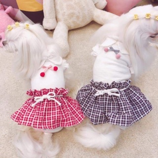 Váy cherry chân kẻ