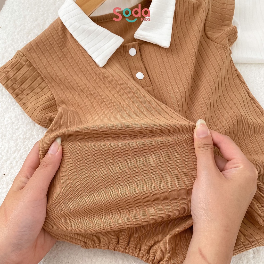 Body Polo cho bé trai Soda Kids phối màu nâu - trắng phong cách công tử