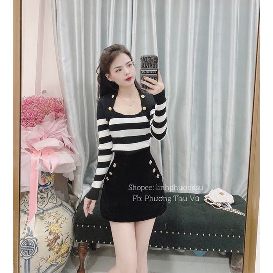 Áo len cổ vuông Trơn/Khuy cách điệu dài tay SIÊU RẺ ( ảnh thật tự chụp) | BigBuy360 - bigbuy360.vn