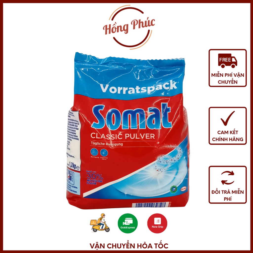 Bột rửa chén Somat 1.2kg - bột dùng cho máy rửa chén bát tẩy sạch thức ăn dầu mỡ, diệt vi khuẩn