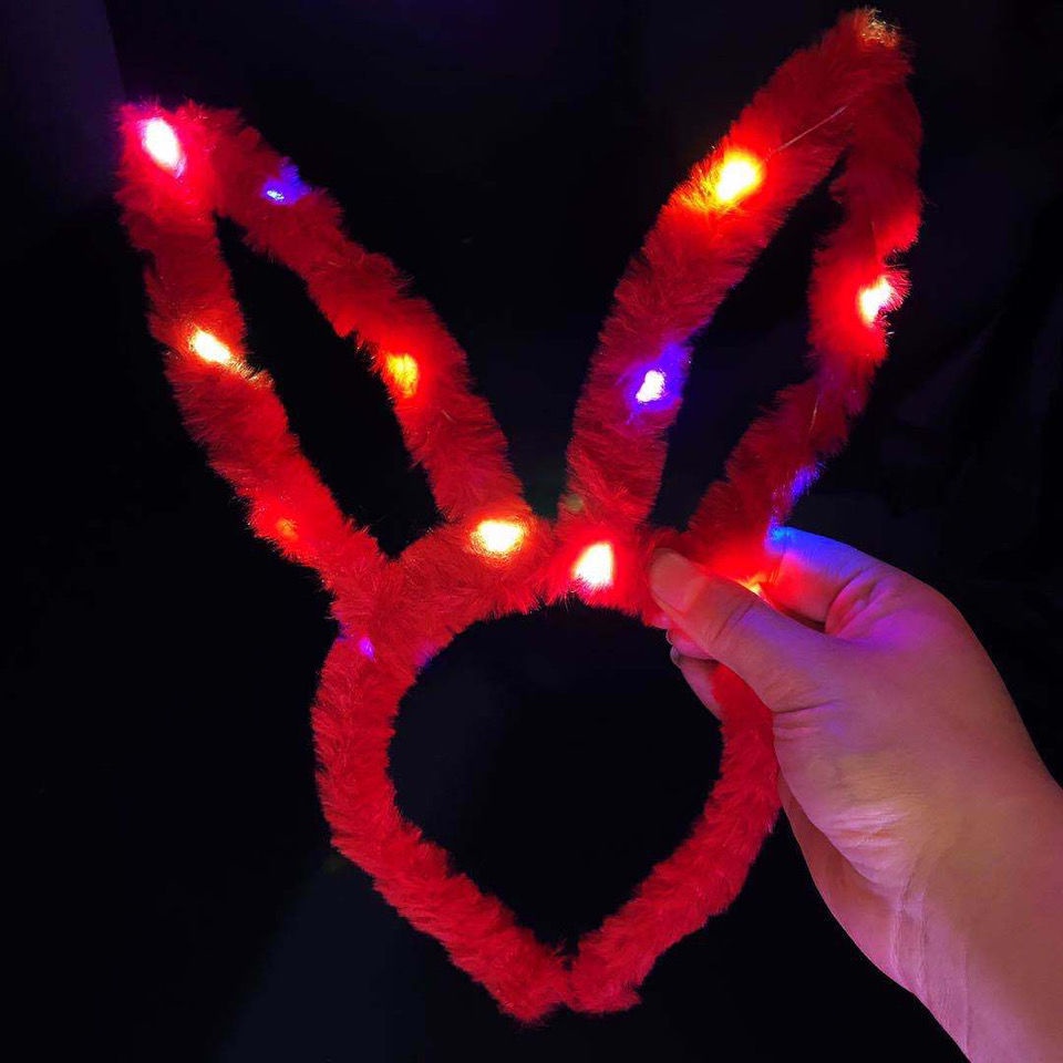 Băng Đô Tai Thỏ 14 Đèn LED Phát Sáng Dành Cho Trẻ Em