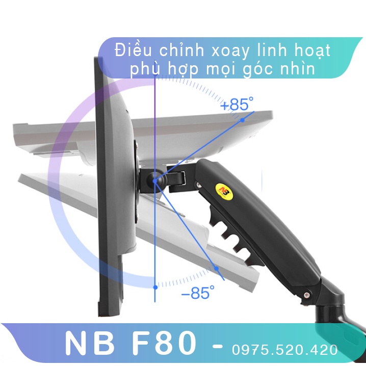 Giá Đỡ Màn Hình Máy Tính Gắn Bàn NB F80  Cánh Tay Arm Robot Xoay Đa Năng 360 Độ