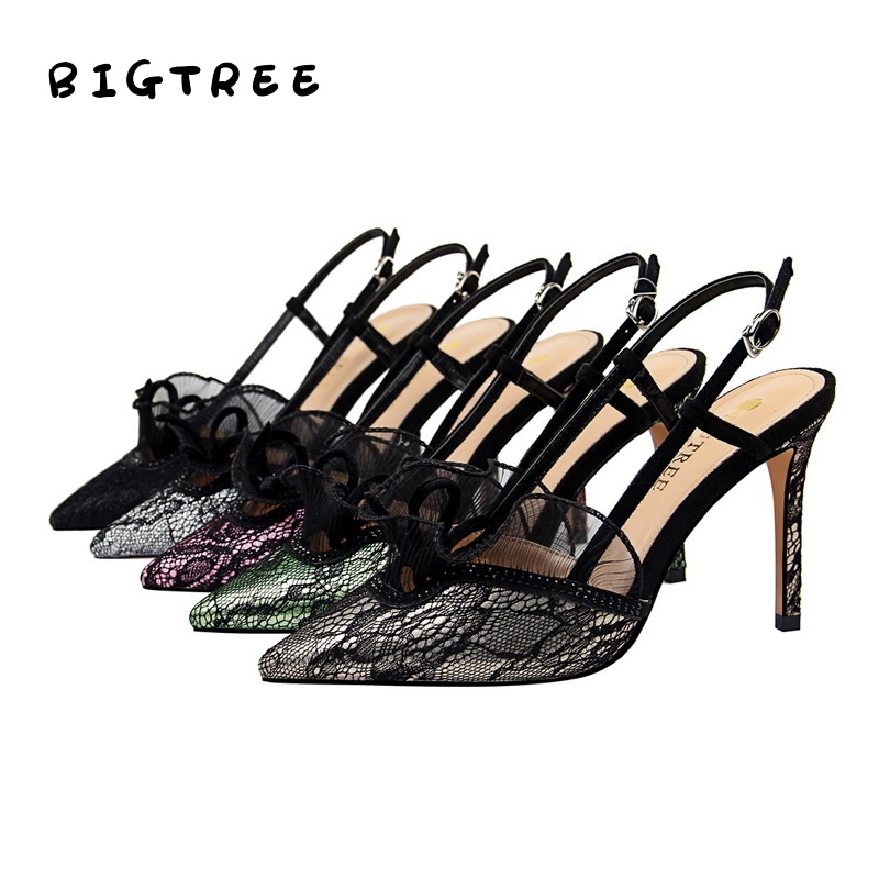 BIGTREE Giày Cao Gót 9cm  Đính Đá Thời Trang Quyến Rũ Cho Nữ 313-5