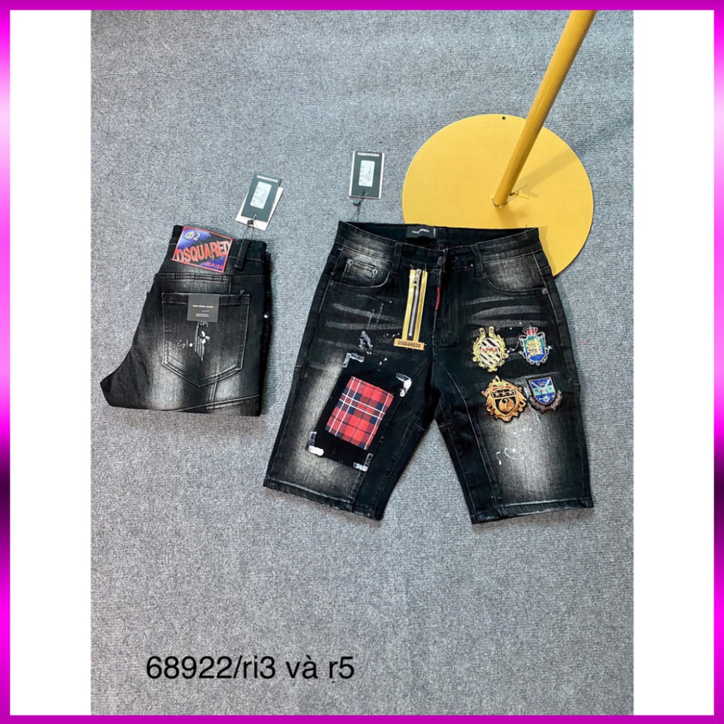 Quần Ngố ⚡ Quần Bò Nam DSQ Khóa Lệch , Huy Hiệu Thuê Màu Đen Hàng Siêu đẹp | BigBuy360 - bigbuy360.vn