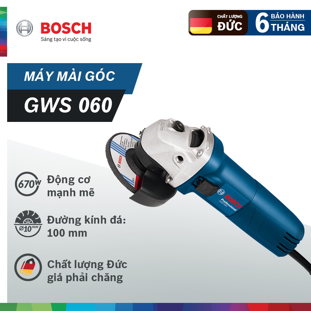 Máy mài góc BOSCH GSB 6-100 - máy cát cầm tay công suất 670W - mẫu mới 2020 siêu bền - Lõi đồng 100%