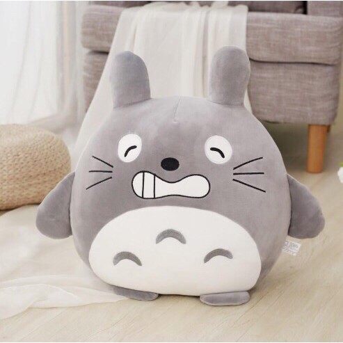 (HQ)Bộ Chăn Gối Gấu Bông Totoro tròn. Chăn gối văn phòng 3in1