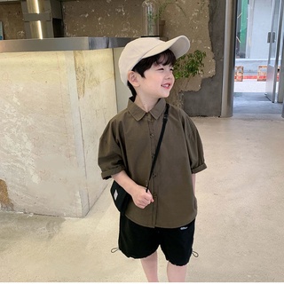 Summer Fashion Simple Color Short Sleeve Shirt For Boys