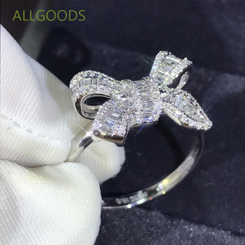 Nhẫn hợp kim hình nơ đính đá zircon sang trọng thanh lịch