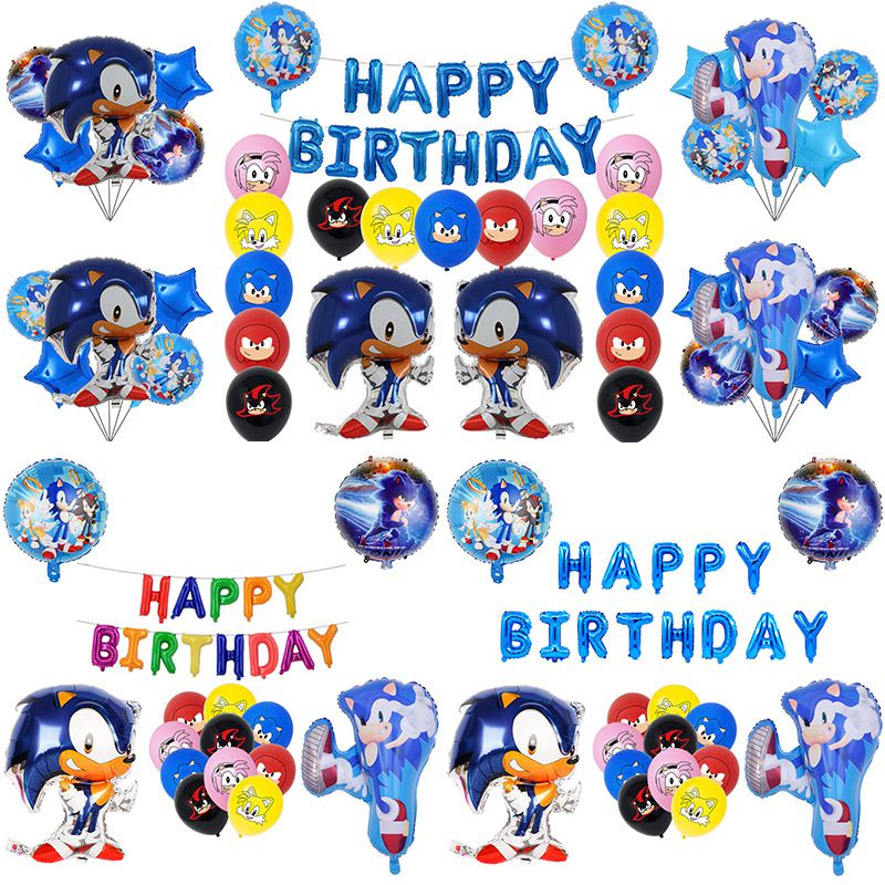 Sonic Film Balloons Banner The Hedgehog Happy Birthday Party Decoration Decors kid gift