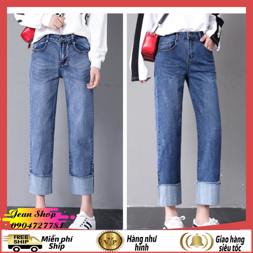 Quần bò nữ đẹp giá rẻ FREE SHIP Quần jean ống suông mẫu mới siêu hot - Quần jean nữ cạp cao hàng quảng châu mẫu mới