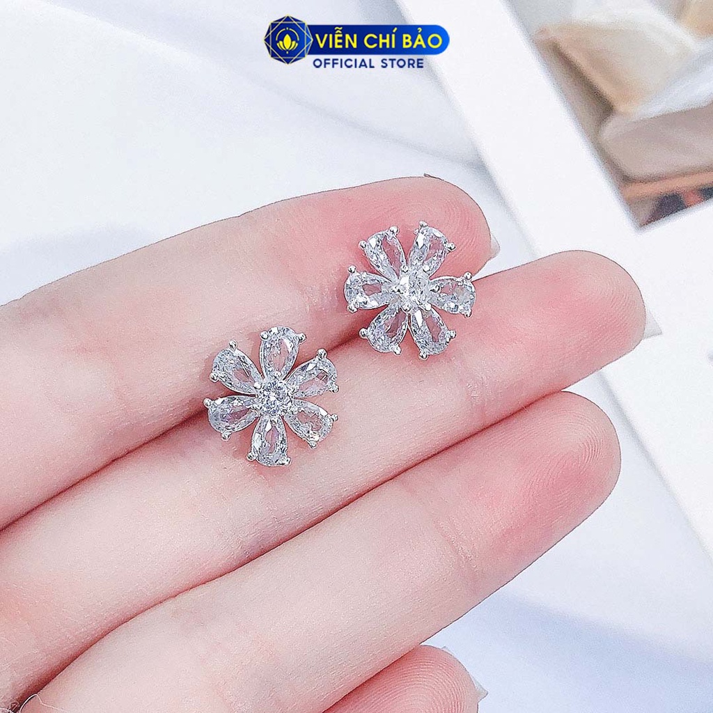 Bông tai bạc nữ hoa 6 cánh chất liệu bạc S925 thời trang phụ kiện trang sức nữ Viễn Chí Bảo B400400x