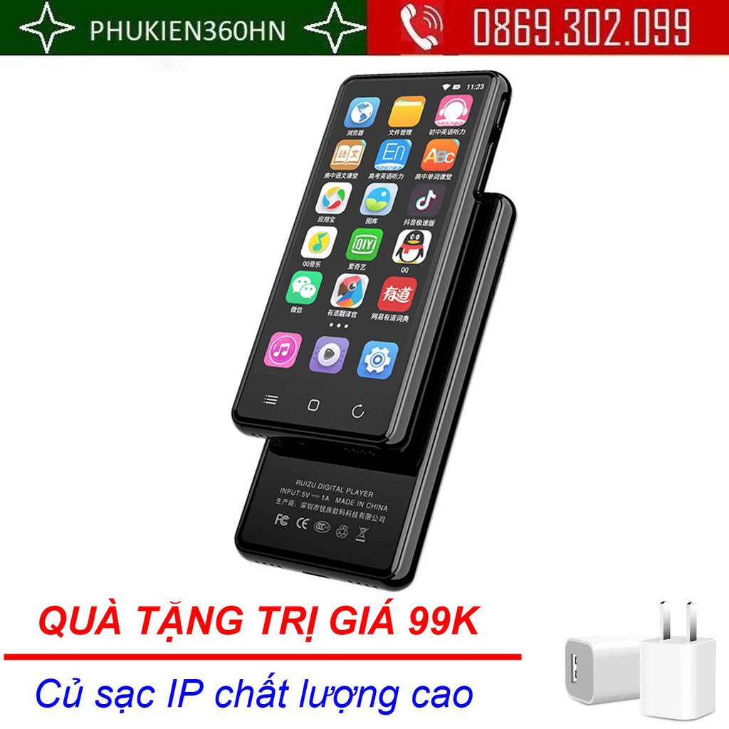 (Quà tặng 99k) Máy Nghe Nhạc Android MP4  Ruizu H8 Bộ Nhớ Trong 16GB (HỖ TRỢ TIẾNG VIỆT) - Hàng Chính Hãng