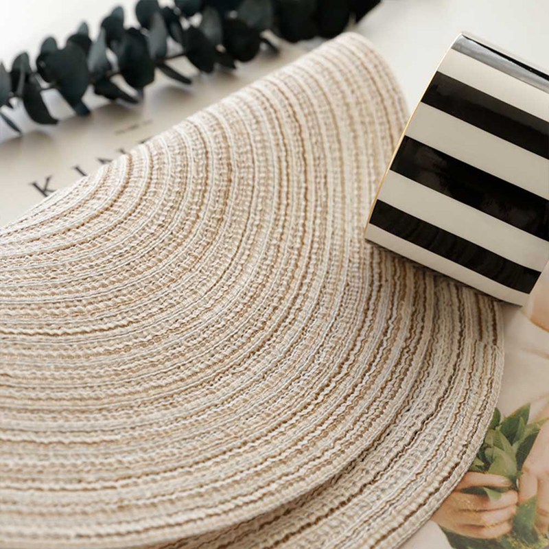Round Design Table Ramie Insulation Pad Solid Placemats Linen Non Slip Table Mat Kitchen Accessories Decoration Home Pad Coaster Round coaster, placemat, heat pad