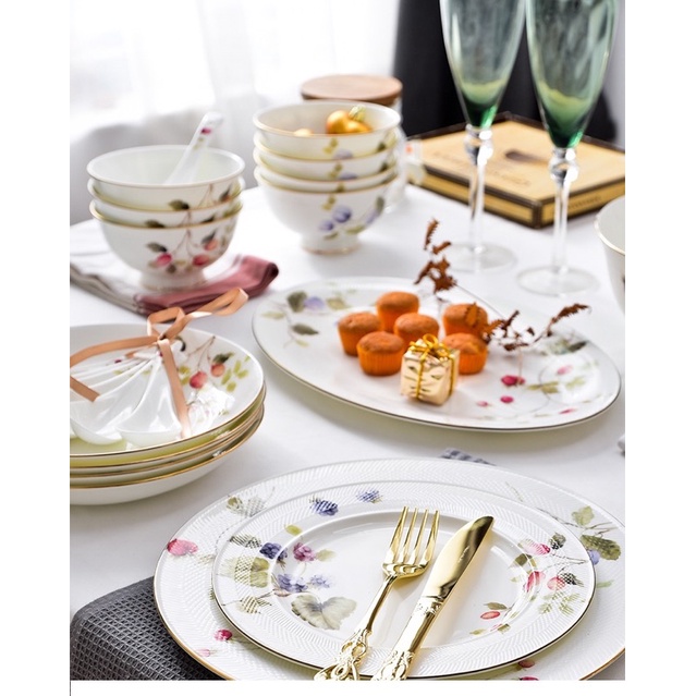 Bộ bát đĩa Lucy Garden cao cấp - Bắc Âu