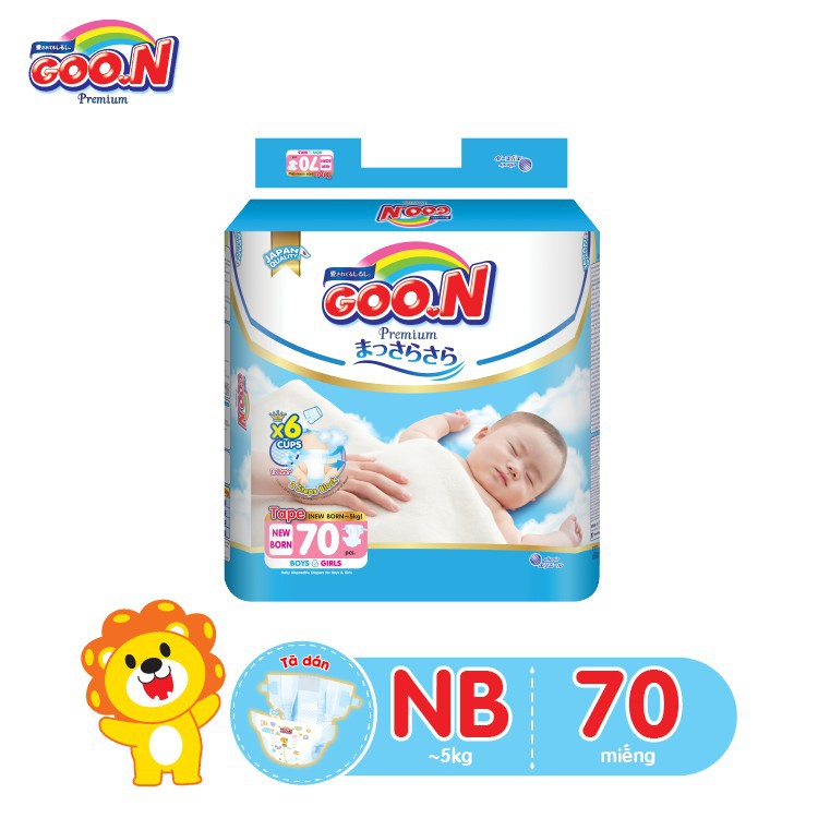 [Nhập GOON12 giảm 10%] Combo 3 bịch tã dán Goo.N Premium gói cực đại Newborn NB70 (70 miếng)