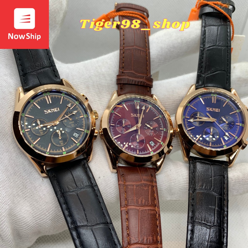 Đồng hồ nam chính hãng dây da phong cách nam tính lịch lãm SKMEI 9127 6 kim lịch lãmSport.watch