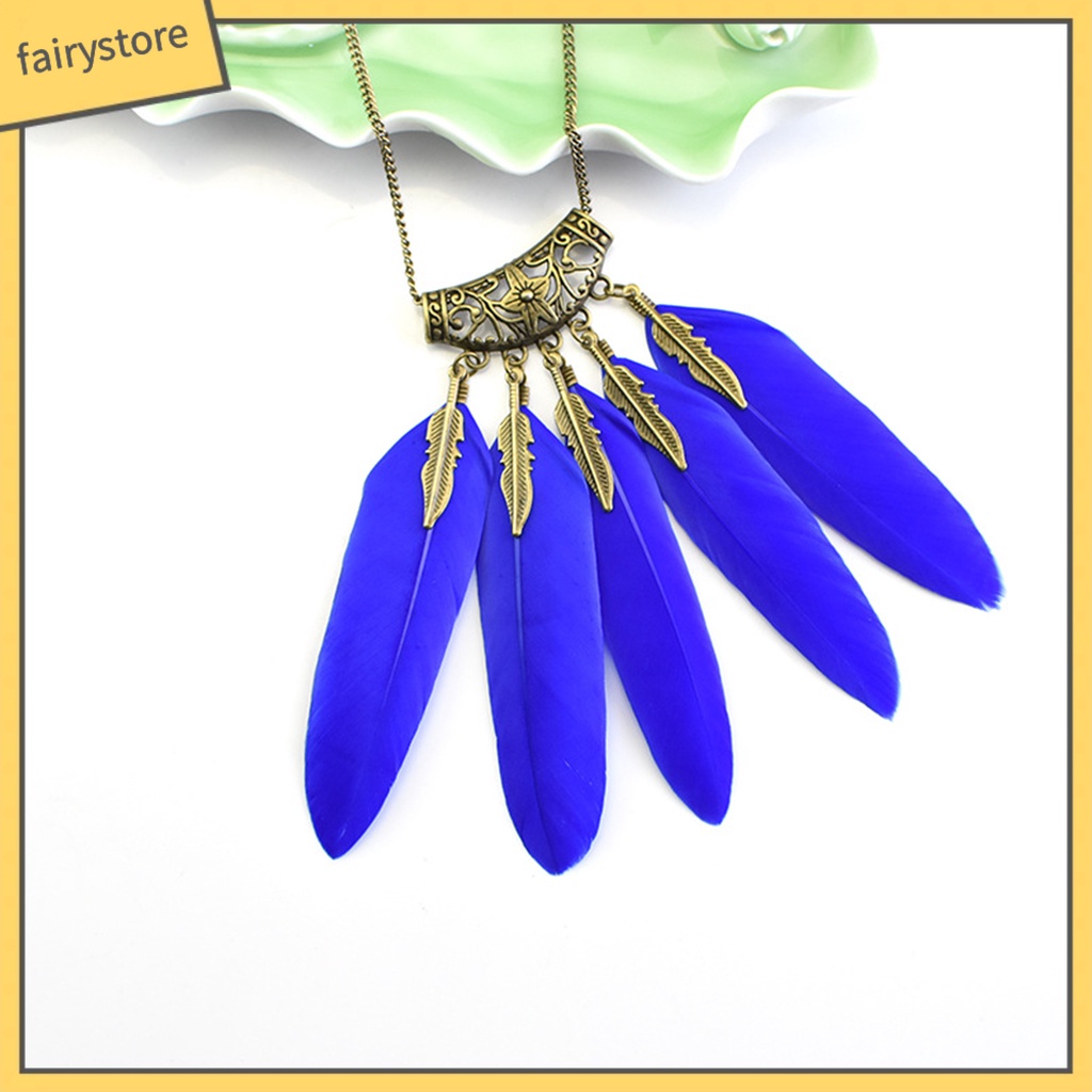 Dây Chuyền Nữ Mặt Lông Vũ Phong Cách Boho Cổ Điển