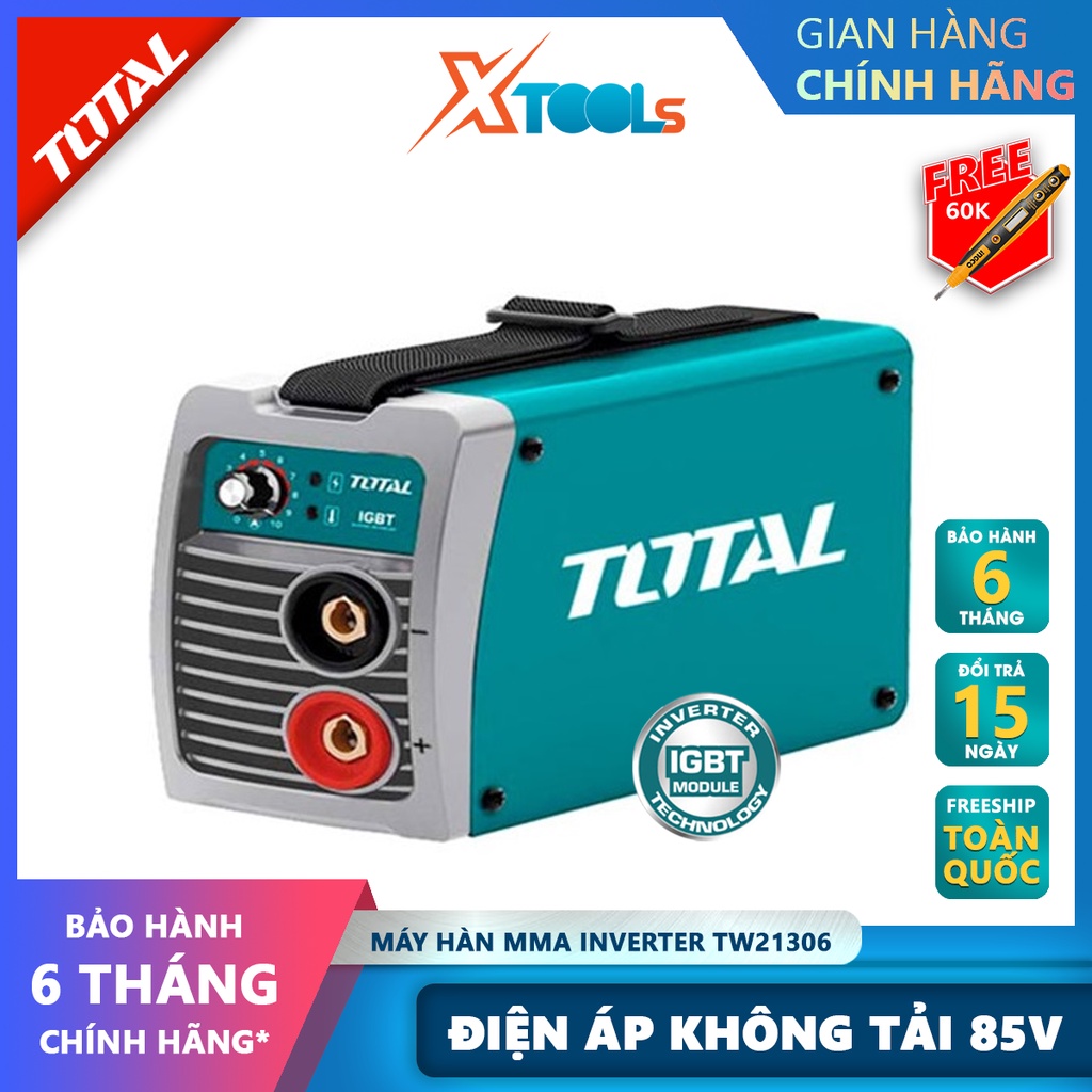 Máy hàn điện tử TOTAL TW21306 Máy hàn điện tử Inverter MMA 220-240 V ~ 50-60 Hz,kết nối các chi tiết kim loại