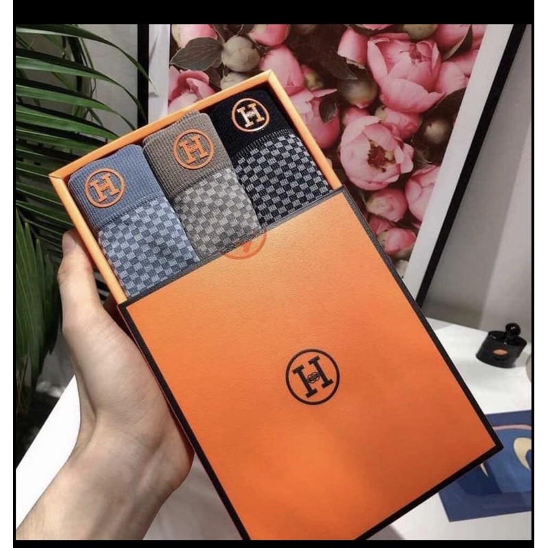 Quần Sịp Nam BoxerFREESHIPQuần Lót Nam Cotton Co Giãn 4 Chiều Chữ H Màu Cam