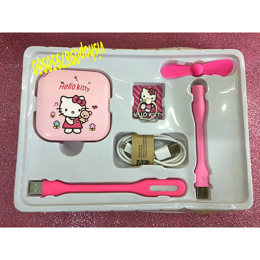 BỘ COMBO SẠC DỰ PHÒNG 5 MÓN ĐÁNG YÊU HÌNH DOREMON – HELLO KITTY