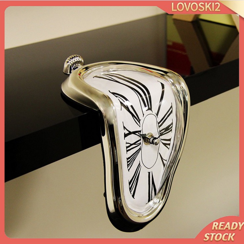 [LOVOSKI2]Desk Clock Novelty Melting Time Warp Clock for Home Office Study Room White