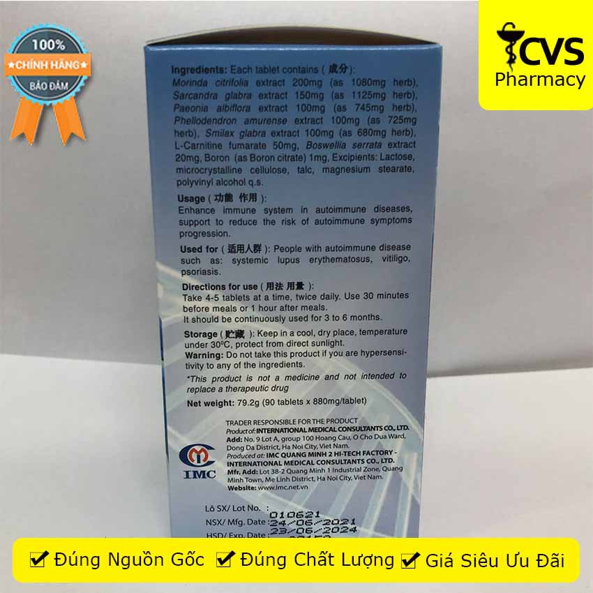Kim Miễn Khang Hộp 90 Viên - Hỗ Trợ Phục Hồi Hệ Miễn Dịch