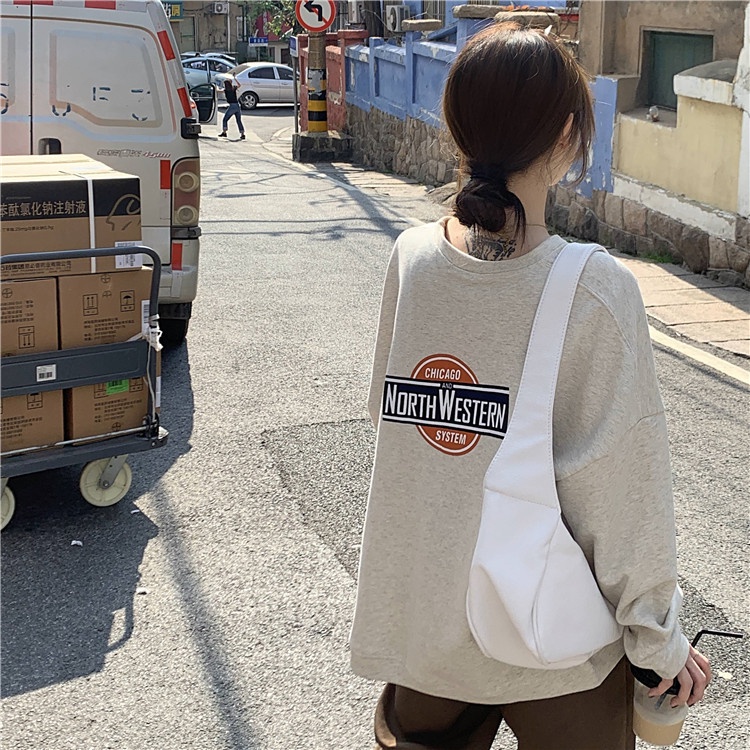 Áo sweater ZHELIHANGFEI tay dài in họa tiết chữ cái trẻ trung thời trang