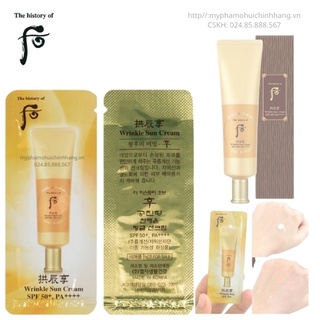 Xả hàng Combo Gói Kem chống nắng Whoo Wrinkle Sun sample cải thiện nếp nhăn nâng tone da nhẹ/ Ohui chính hãng