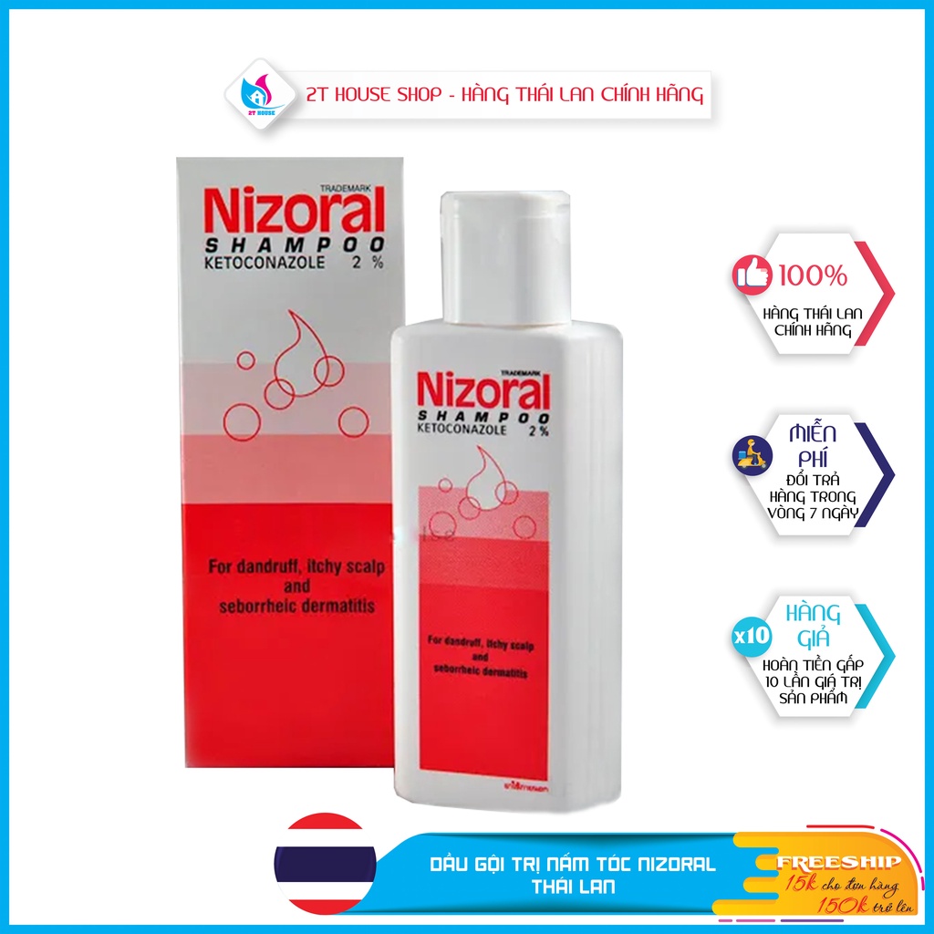 Dầu Gội Nấm Tóc Nizoral Thái Lan, Dầu Gội Nấm Da Đầu Chính Hãng Chai 50ml 100ml, 2T House Shop Hàng Thái Lan Chính Hãng