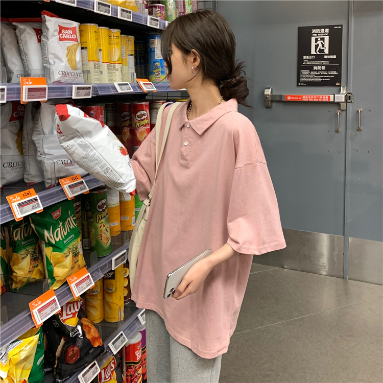 áo polo Tay Ngắn Màu Trơn Kiểu Hàn Quốc Xinh Xắn Cho Nữ | BigBuy360 - bigbuy360.vn