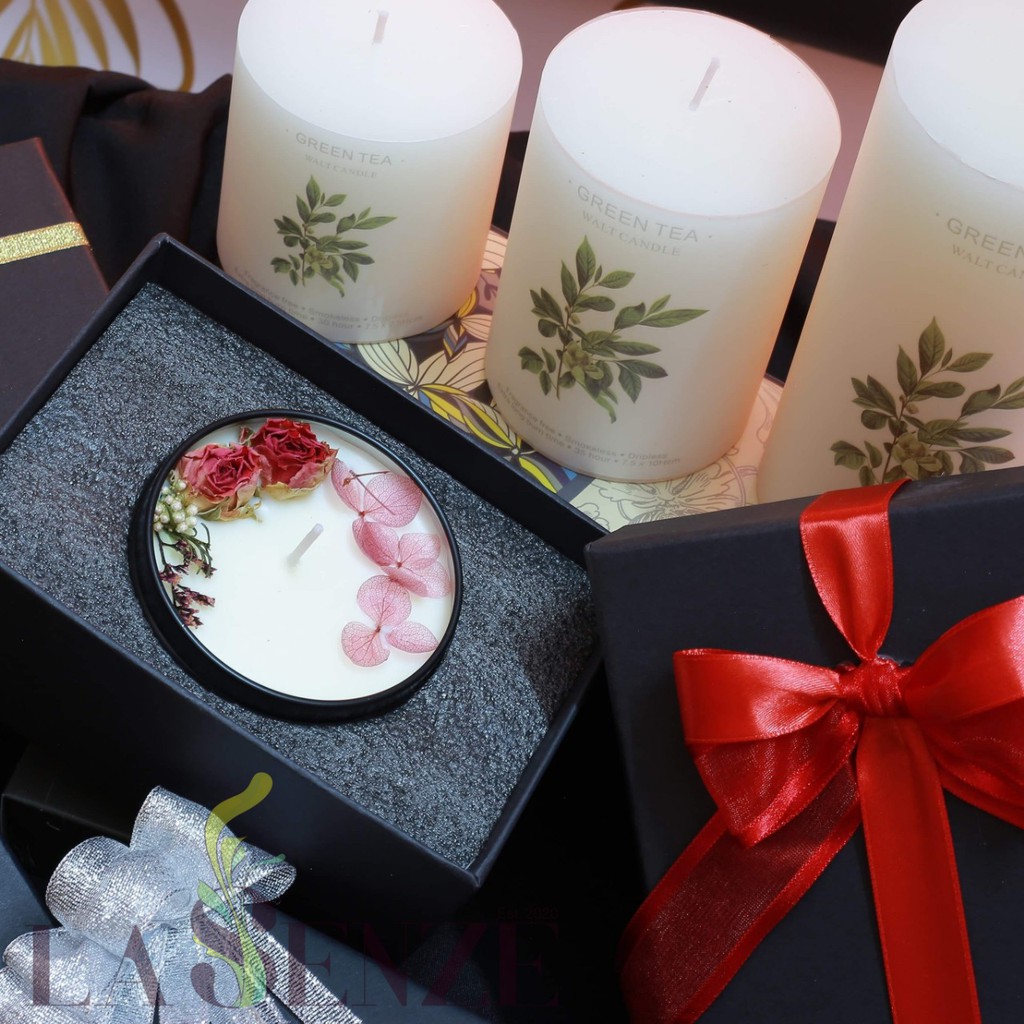 Nến Thơm Tinh Dầu không khói sáp đậu nành - Happy Flowers Scented Candle (Beautiful Gift Box)