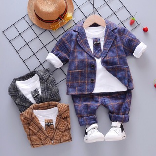 BỘ VEST CAO CẤP DẠ KẺ CHO BÉ (hình thật)