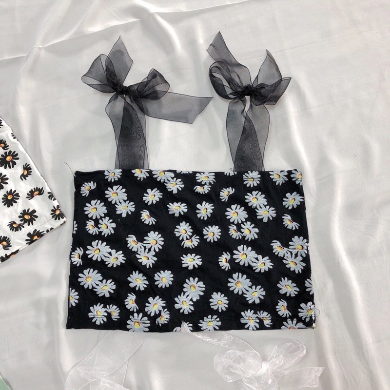 áo hai dây ruy băng hoa cúc thời trang